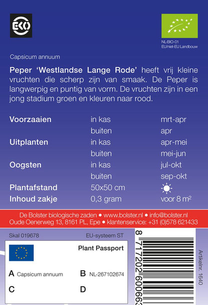 Pfeffer 'Westlandse Lange Rode' Bio